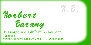 norbert barany business card